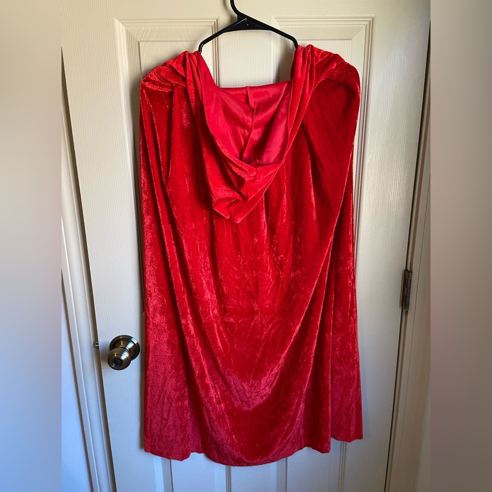 Red Hooded Velvet Cape